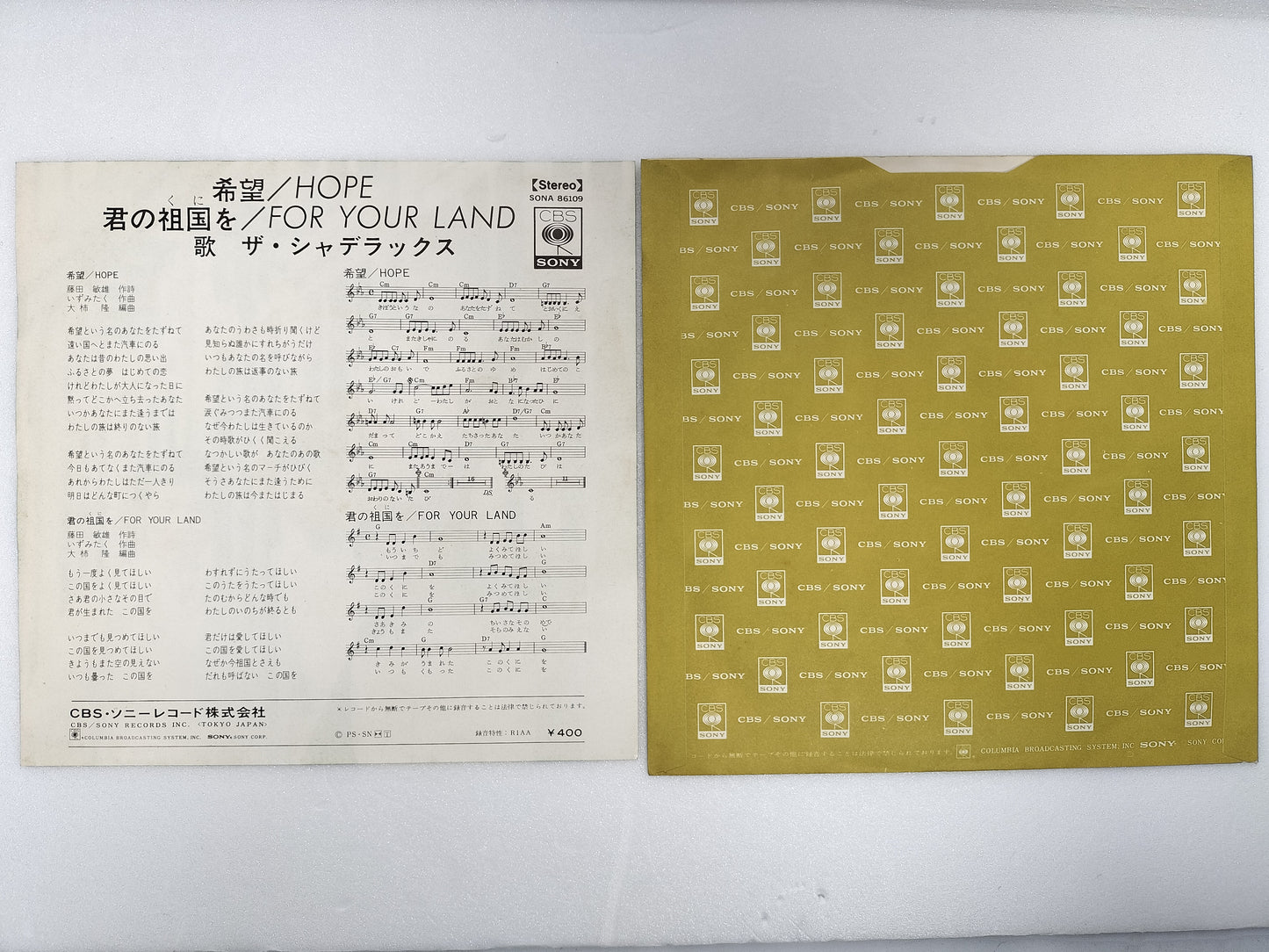 1970 Hope The Shad Deluxe B-side: Kimi no Soukoku wo record Japanese vintage