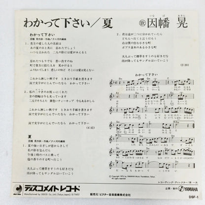 1976 Please understand Akira Inaba B: Summer Japanese record vintage