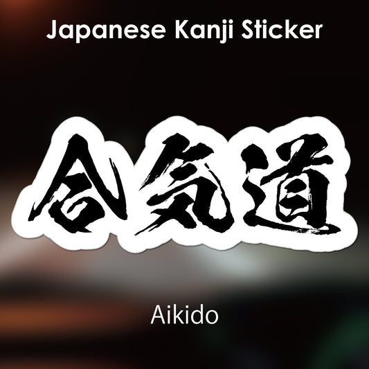 Japanese Kanji Sticker "Aikido" outlined shape PVC 15x6cm original design from Japan Retro